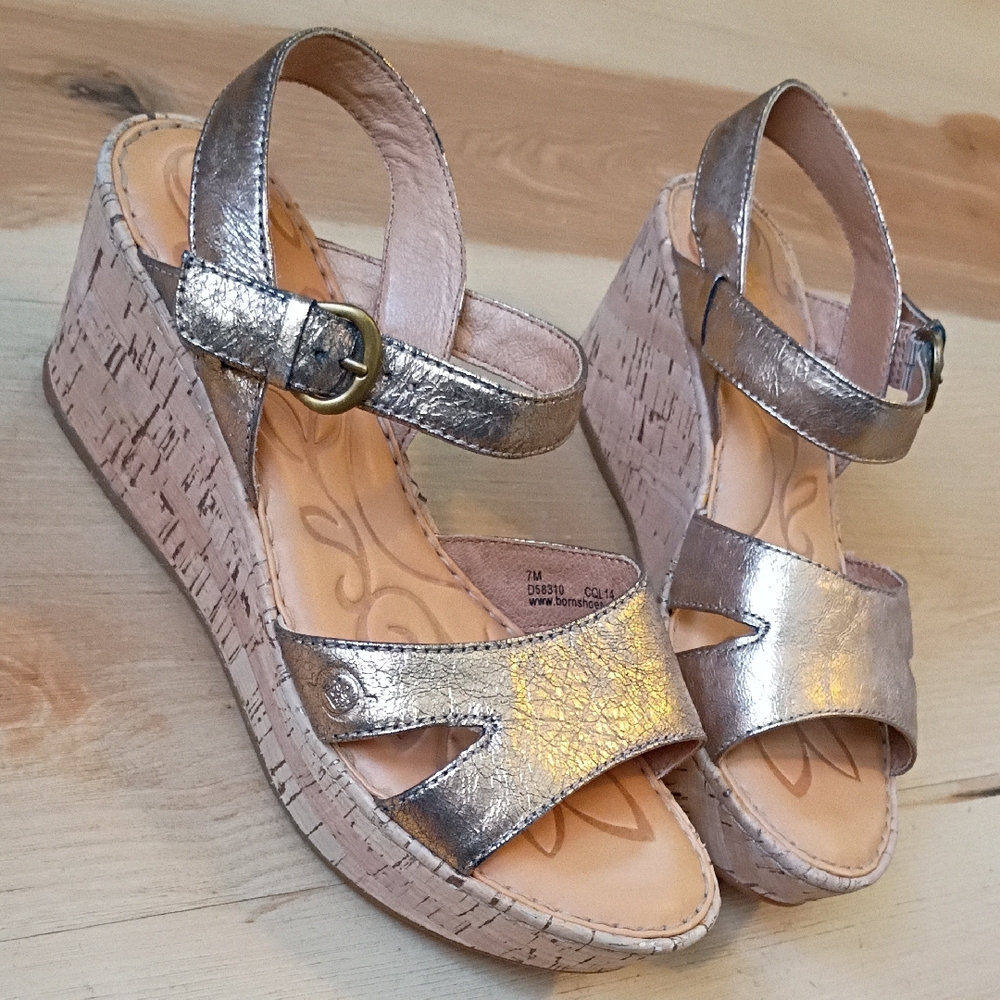 Born Metallic Gold Wedge Sandals
